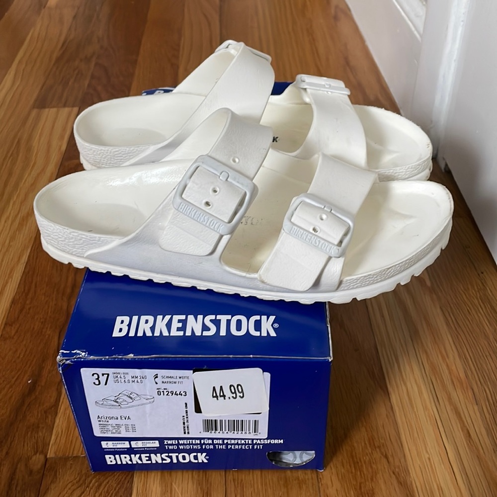 White Birkenstocks Arizona EVA 6